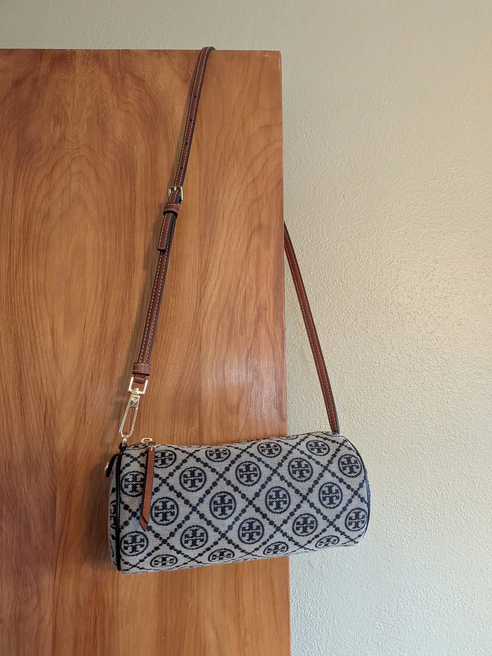 Tory Burch Monogram Shoulder Barrel Bag